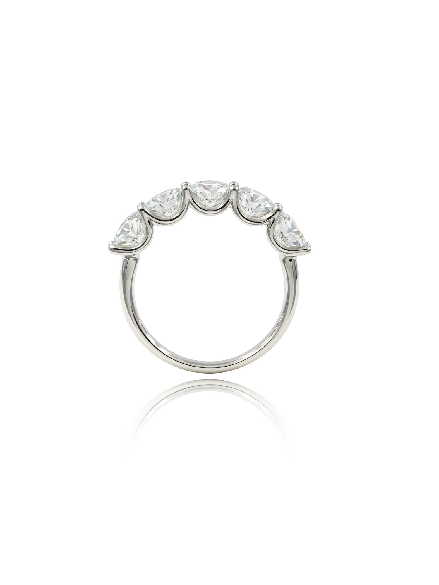 14K White Gold Moissanite Halfway Wedding Band