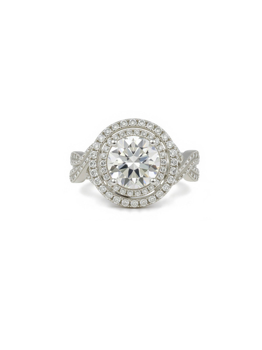 14K Gold 2.6Ctw. Moissanite Double Halo Setting Ring
