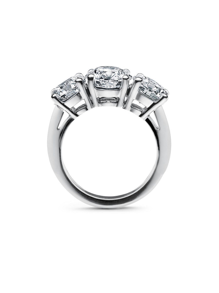 14K White Gold 3Ctw. Three Moissanite Engagement Ring
