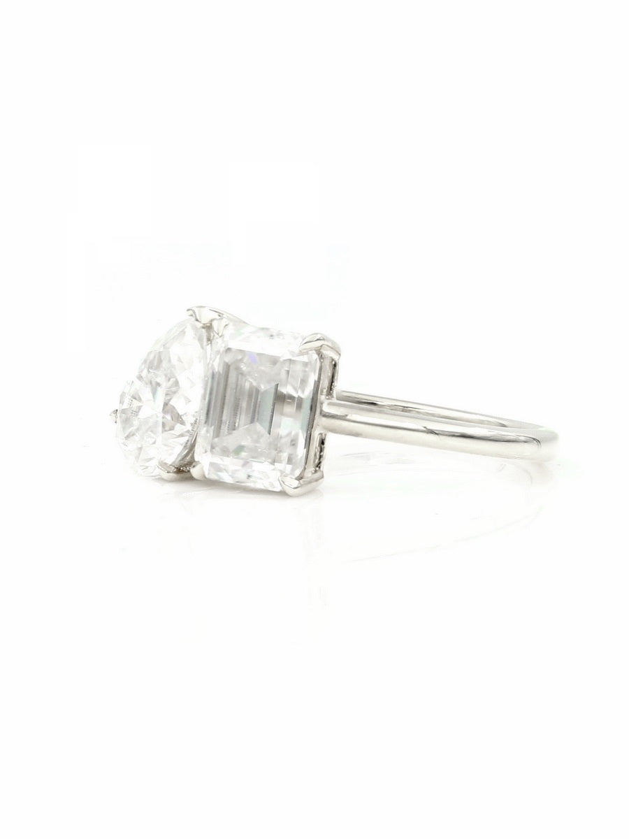 18K 3.5Ctw. Moissanite Toi et Moi Engagement Ring