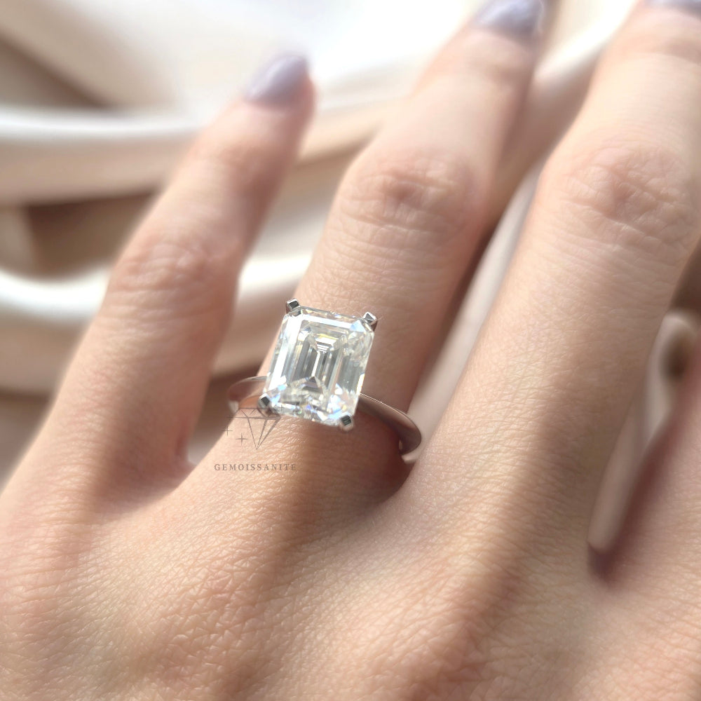 14K Gold 4.0Ctw. Emerald Cut Moissanite Ring
