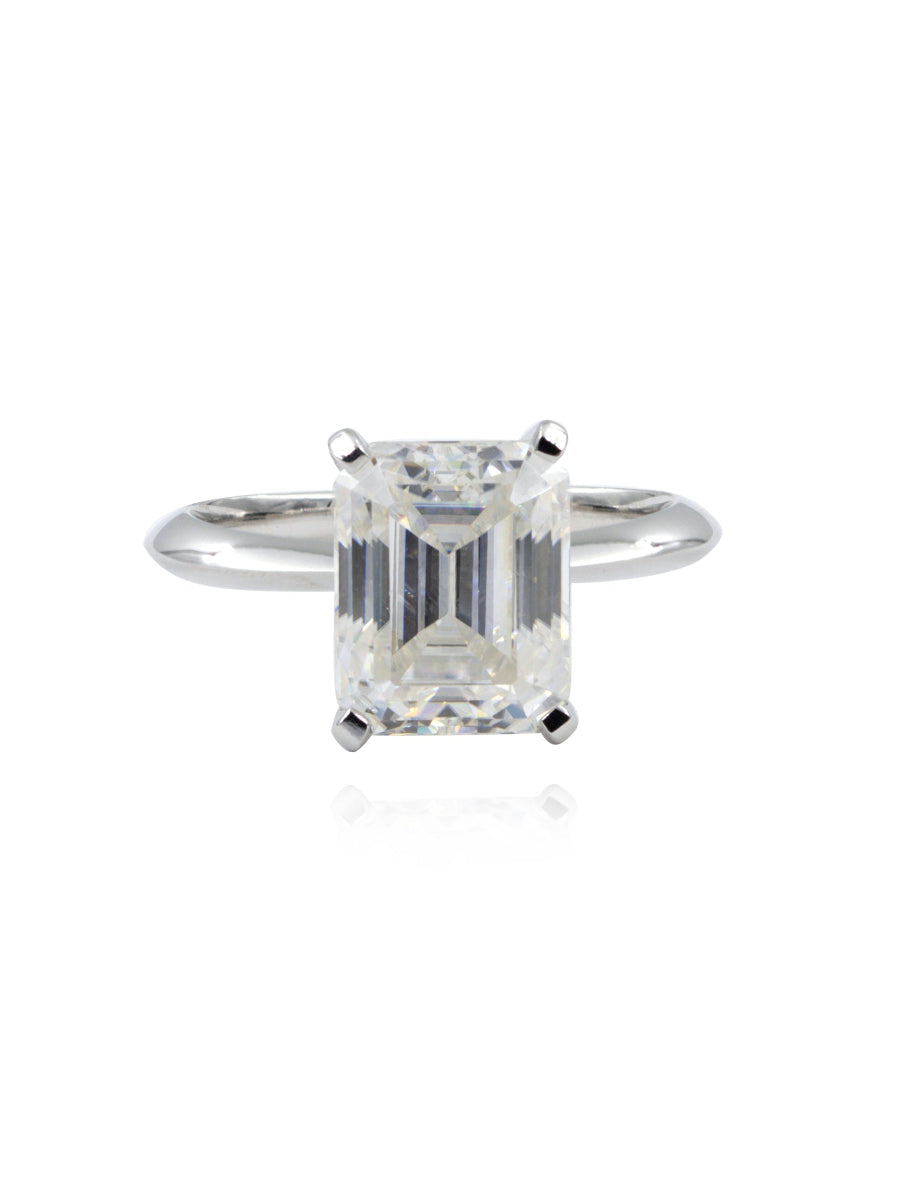 14K Gold 4.0Ctw. Emerald Cut Moissanite Ring