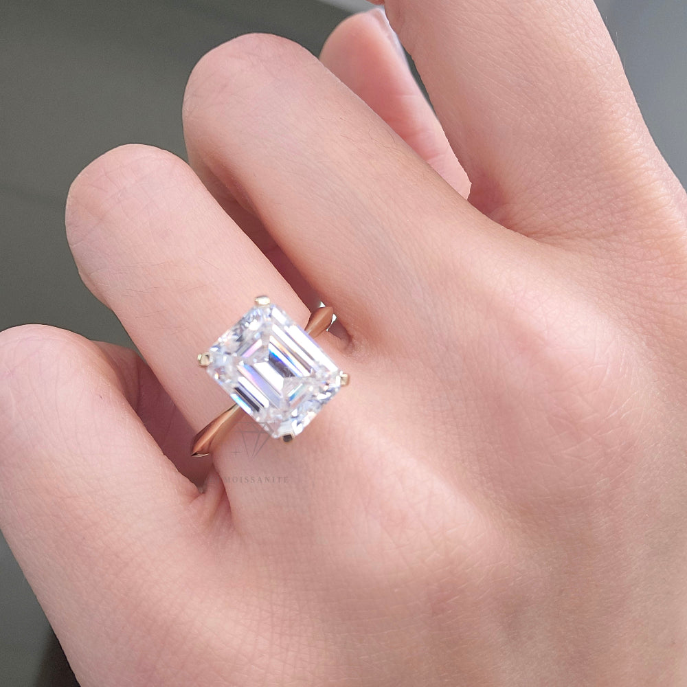 14K Gold 4.0Ctw. Emerald Cut Moissanite Ring