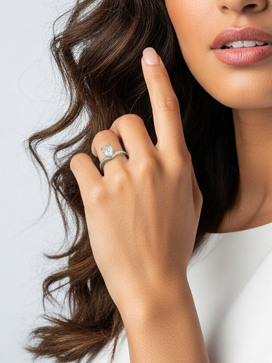 14K Gold 2.25Ctw. Pear Cut Engagement Ring