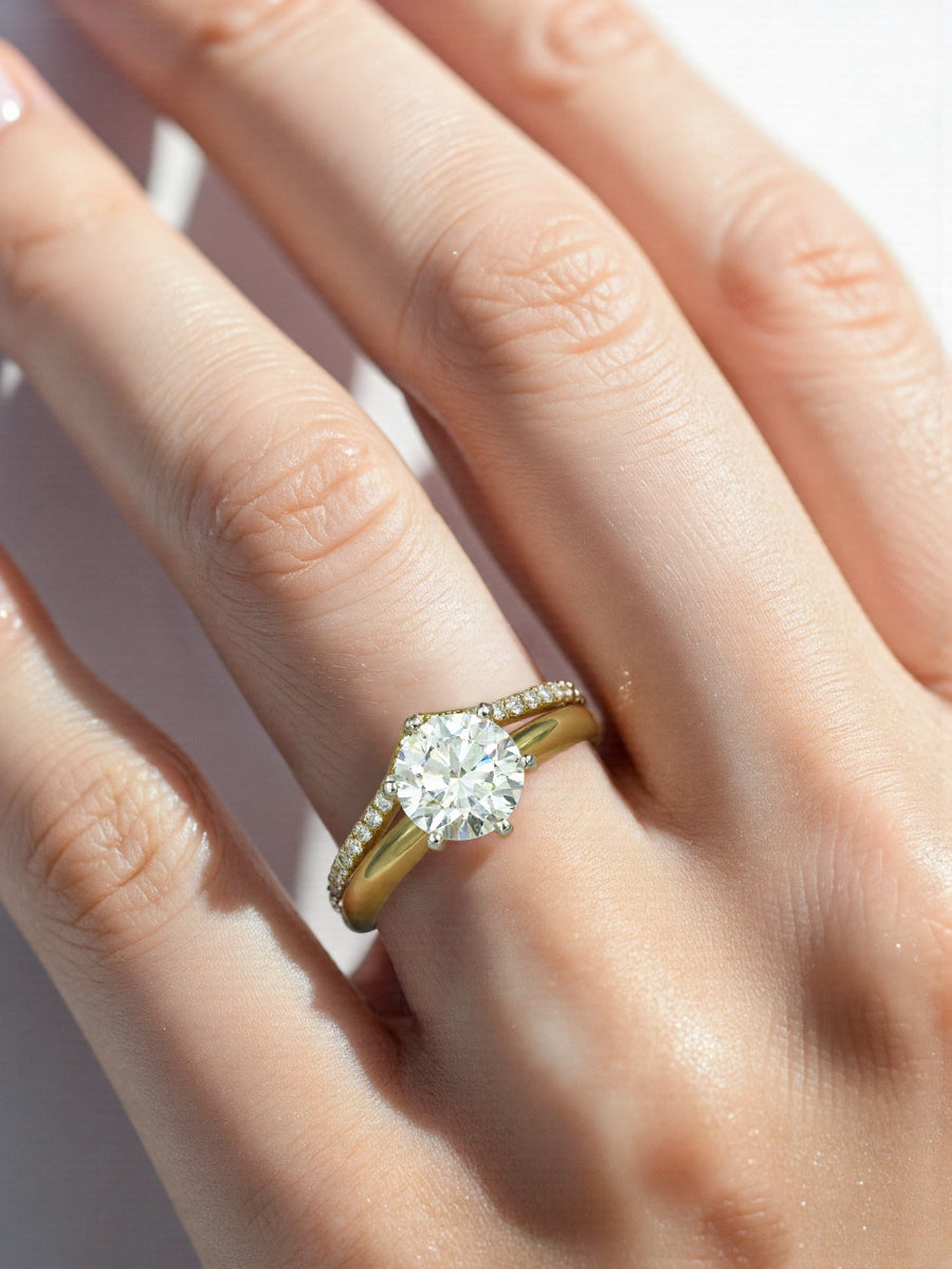14K Gold 2.3Ctw. Diamond Engagement Double Rings