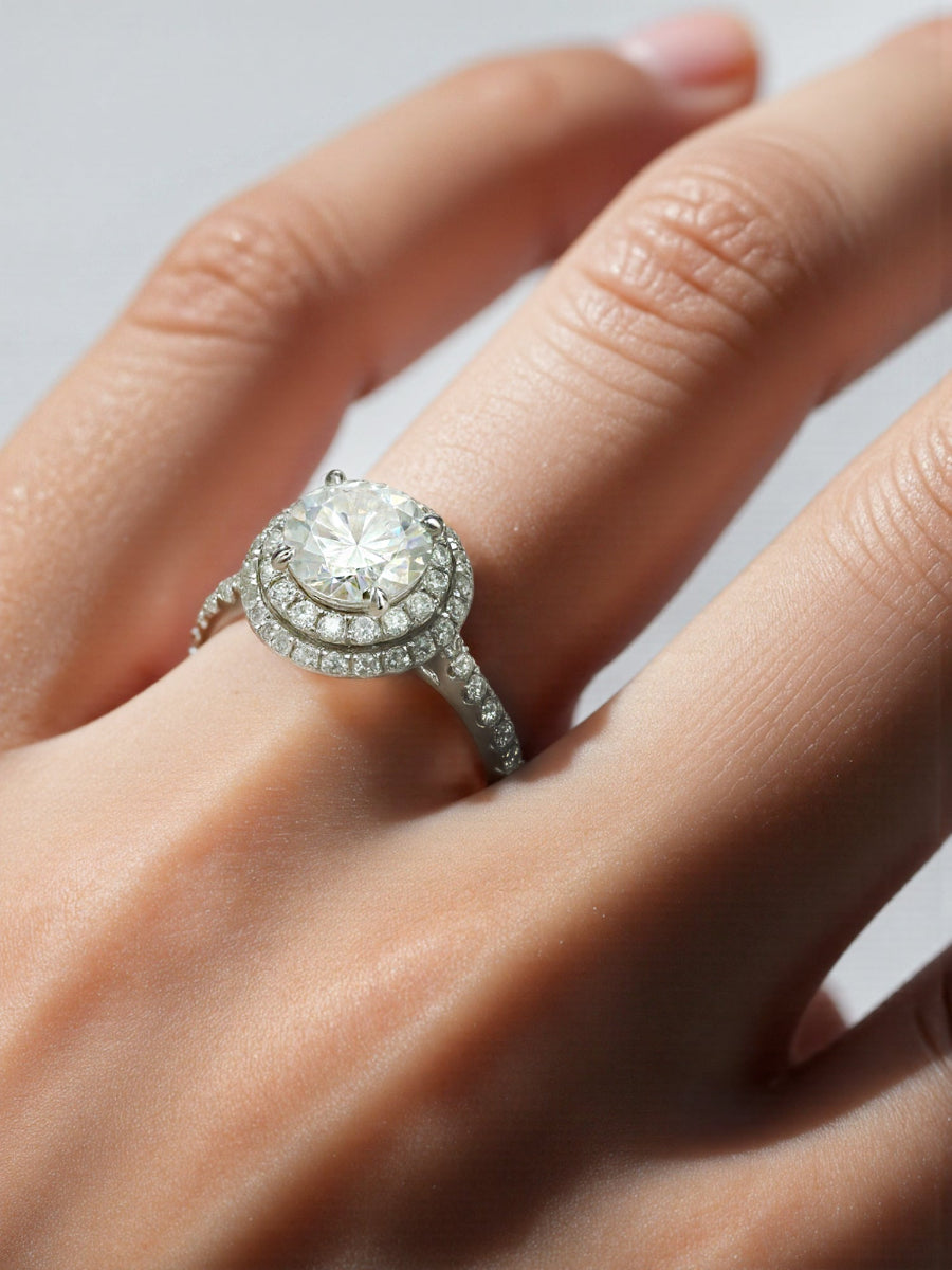 14K Gold 2.8Ctw. Moissanite Halo Setting Ring