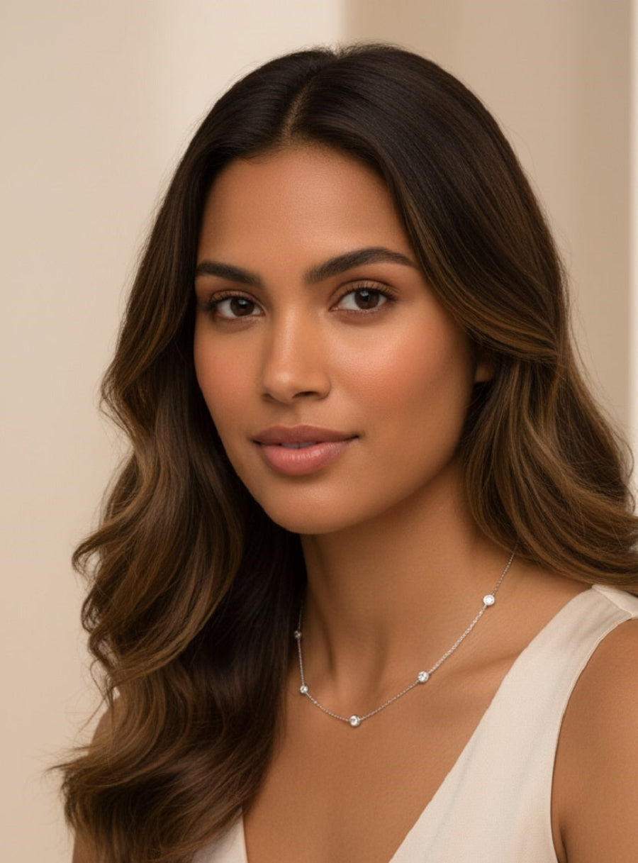 925 Silver Moissanite Statement Chain Necklace
