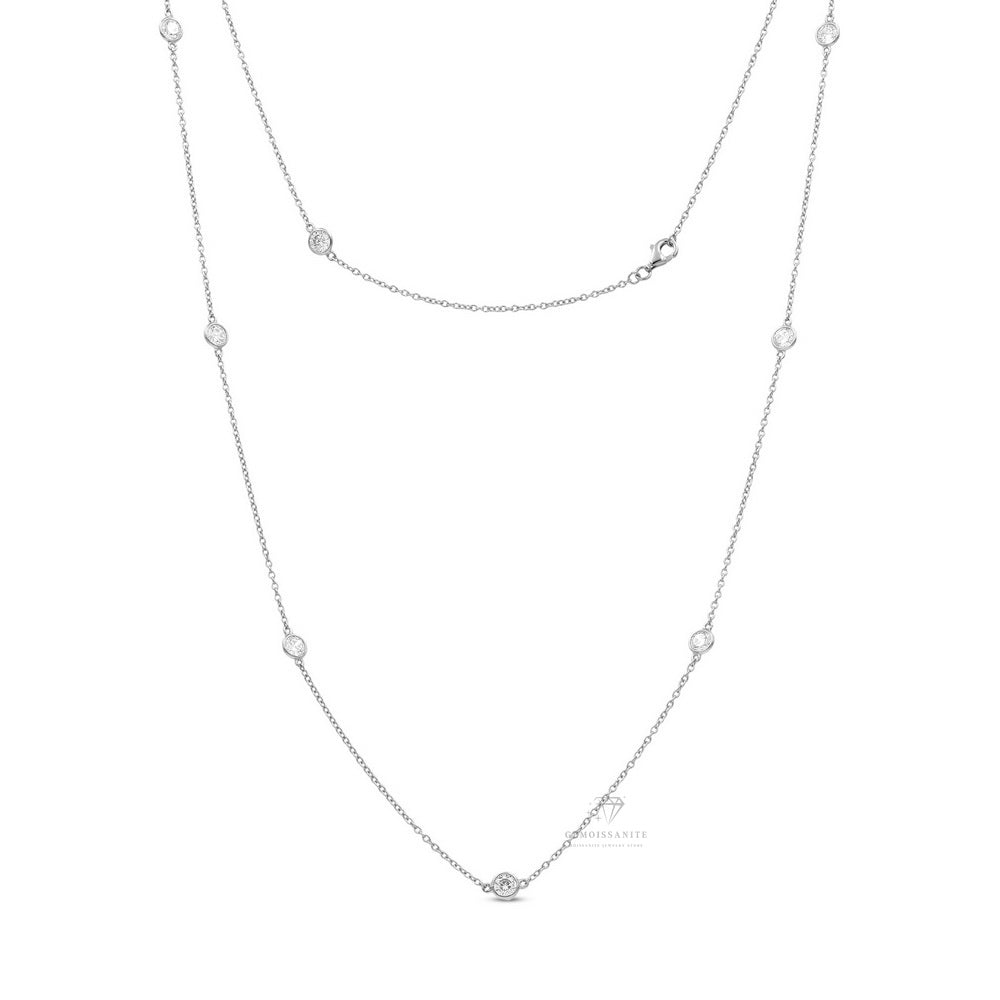 925 Silver Moissanite Statement Chain Necklace