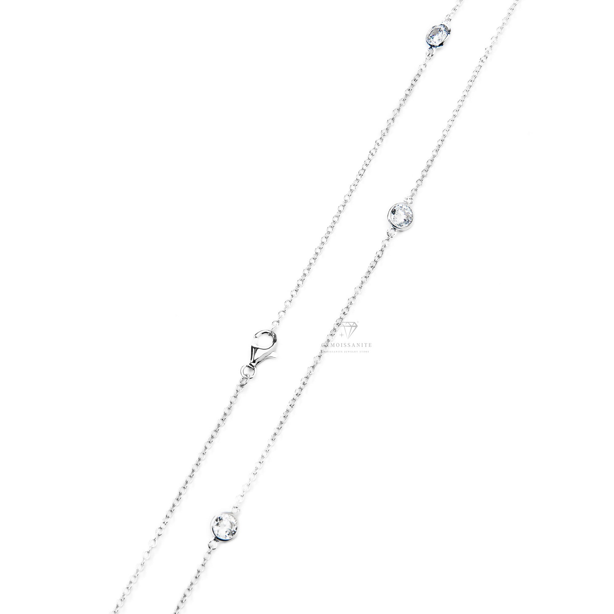 925 Silver Moissanite Statement Chain Necklace