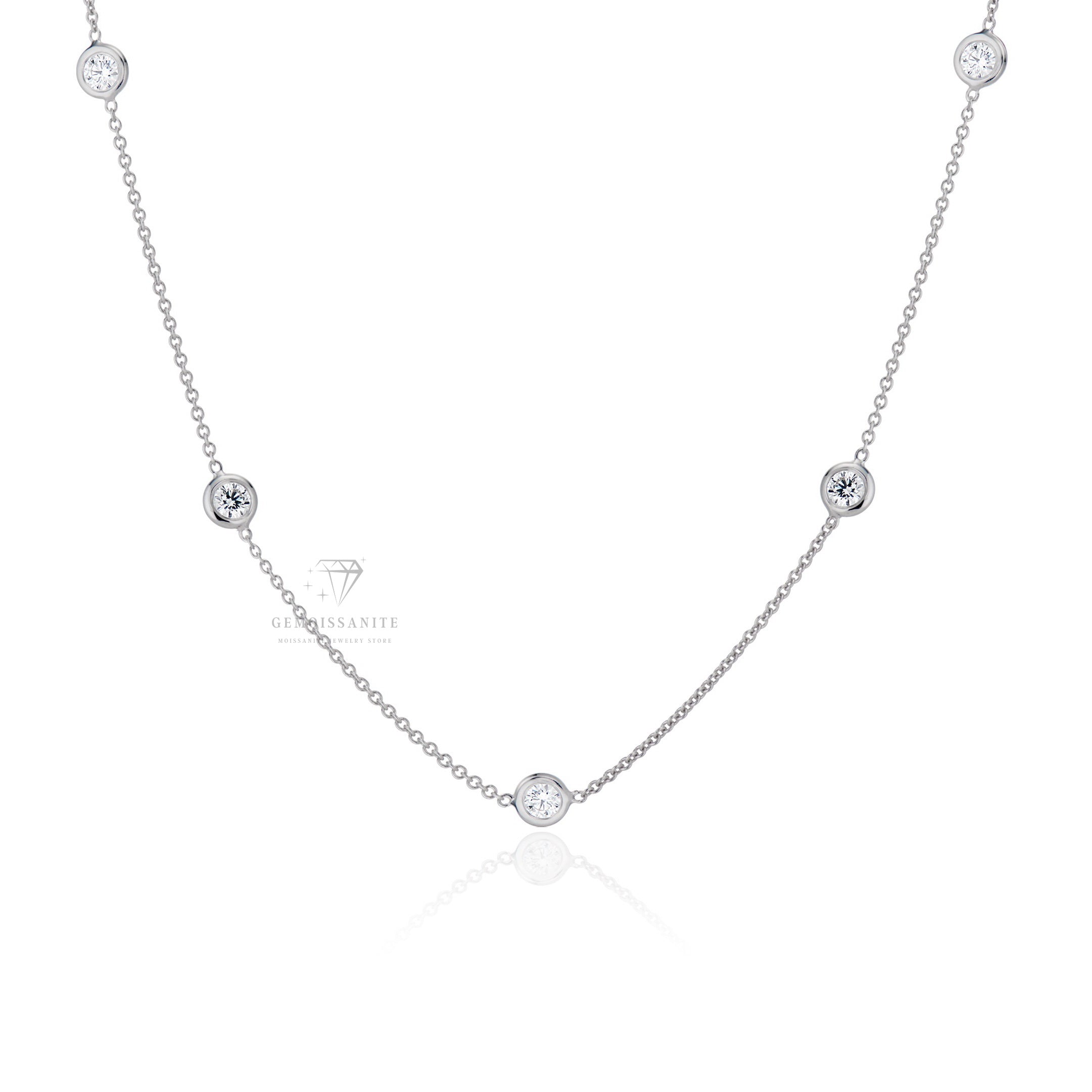 925 Silver Moissanite Statement Chain Necklace