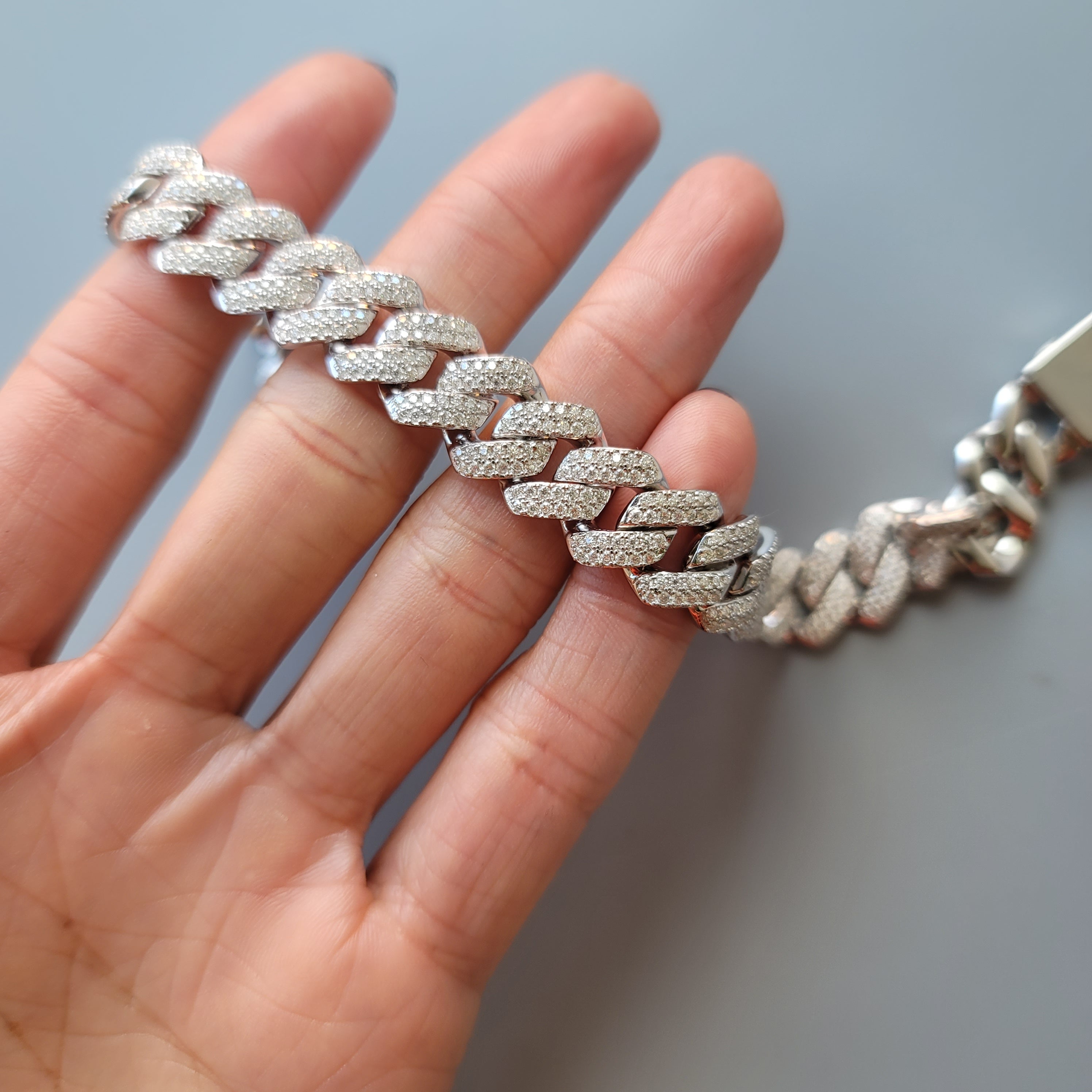 925 Sterling Silver Moissanite 12MM Cuban Links