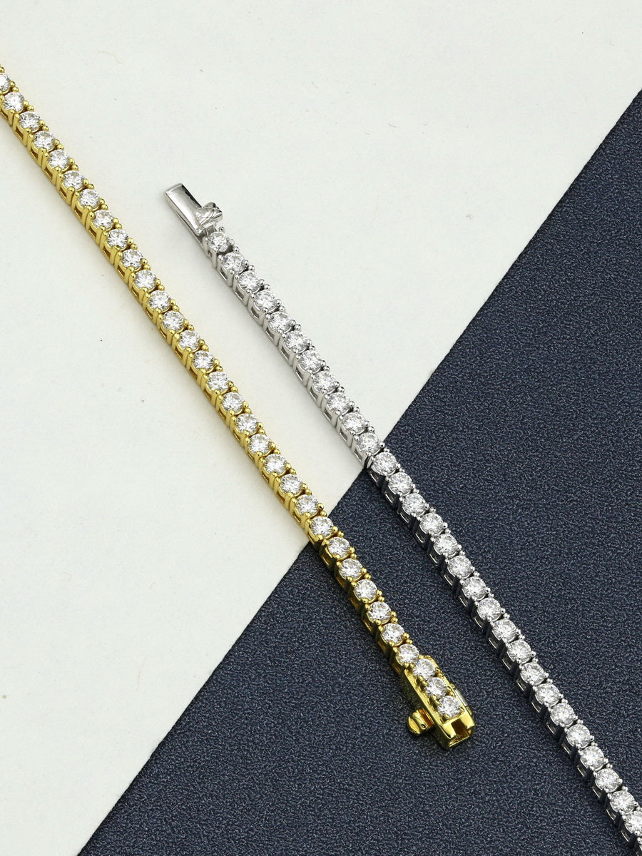 925 Sterling Silver 2mm Moissanite Tennis Bracelet