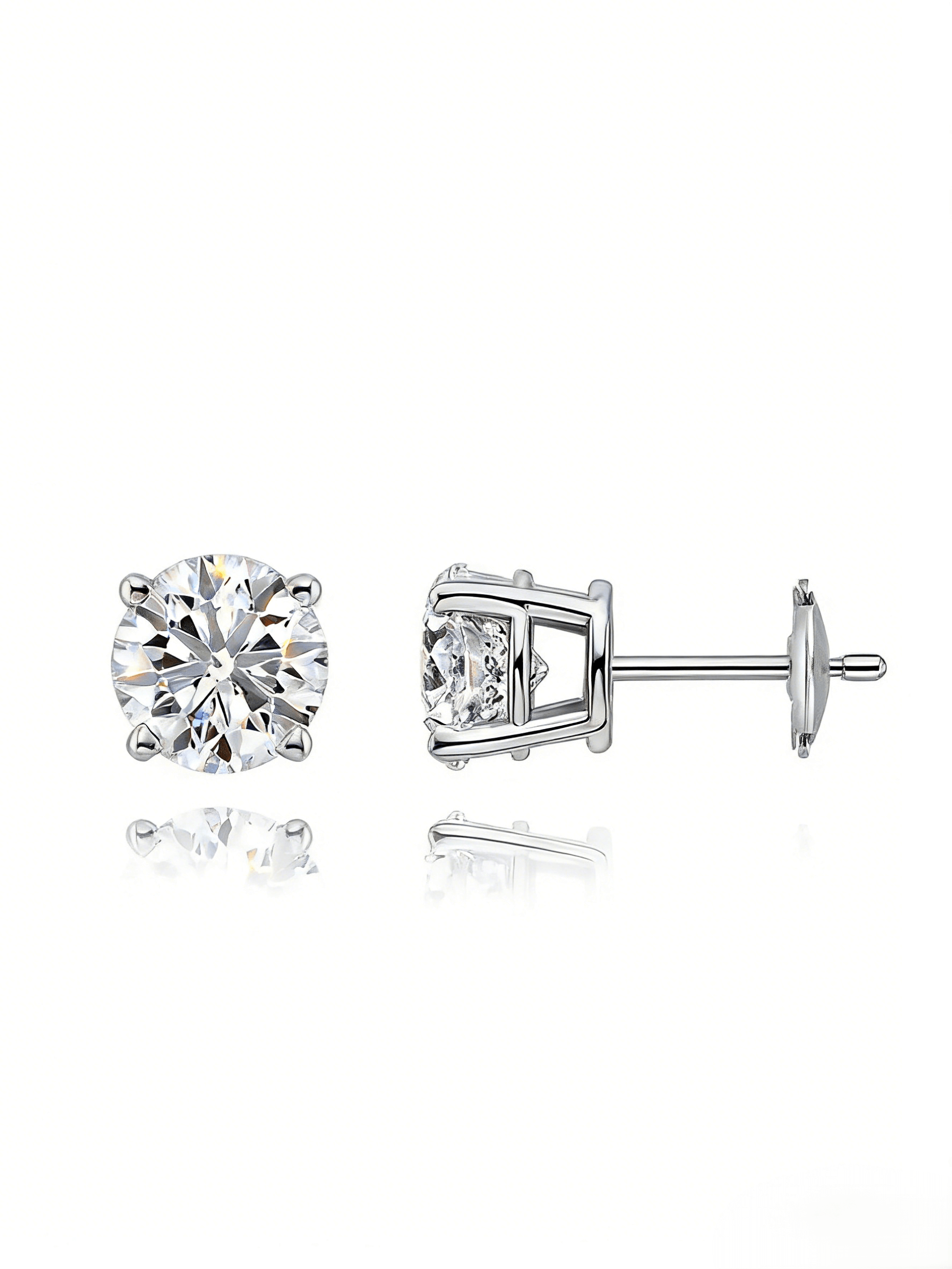 925 Sterling Silver Moissanite Solitaire Studs Earrings