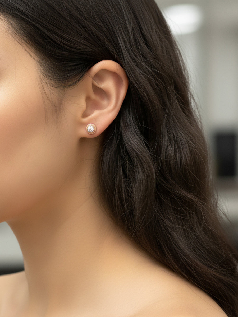 925 Silver Bezel Setting Moissanite Studs
