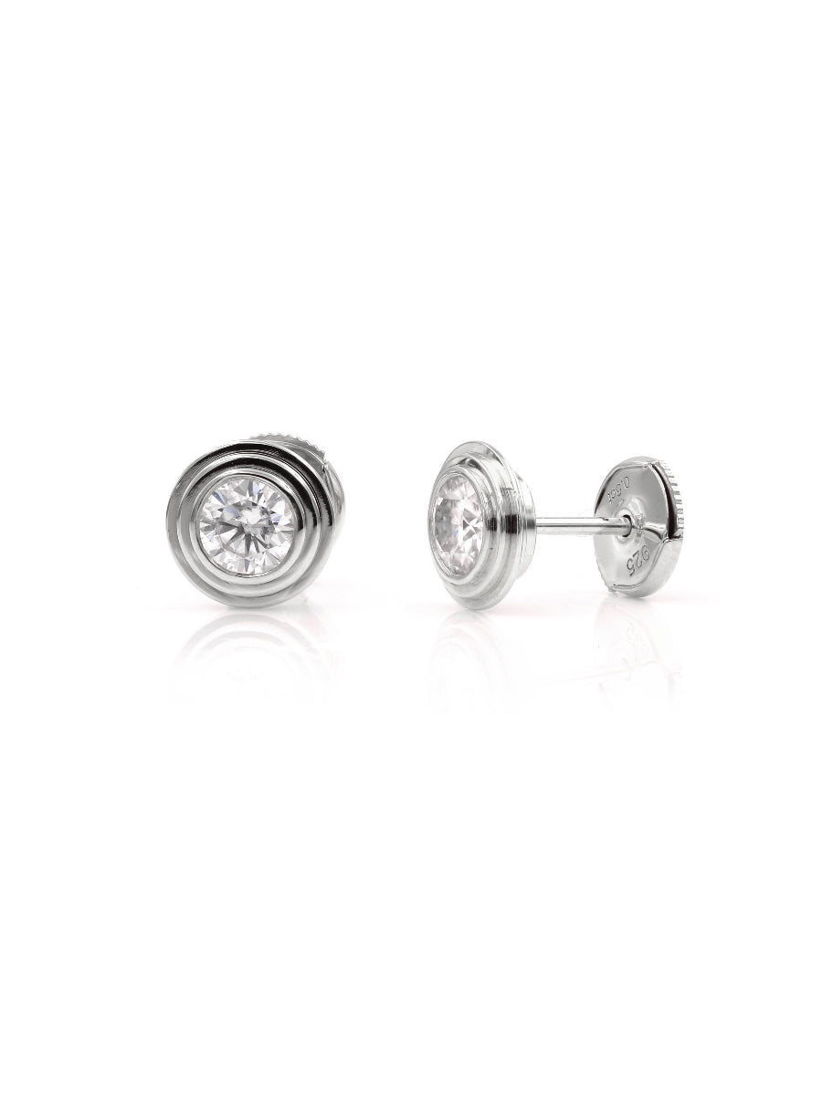 925 Silver Bezel Setting Moissanite Studs Earrings