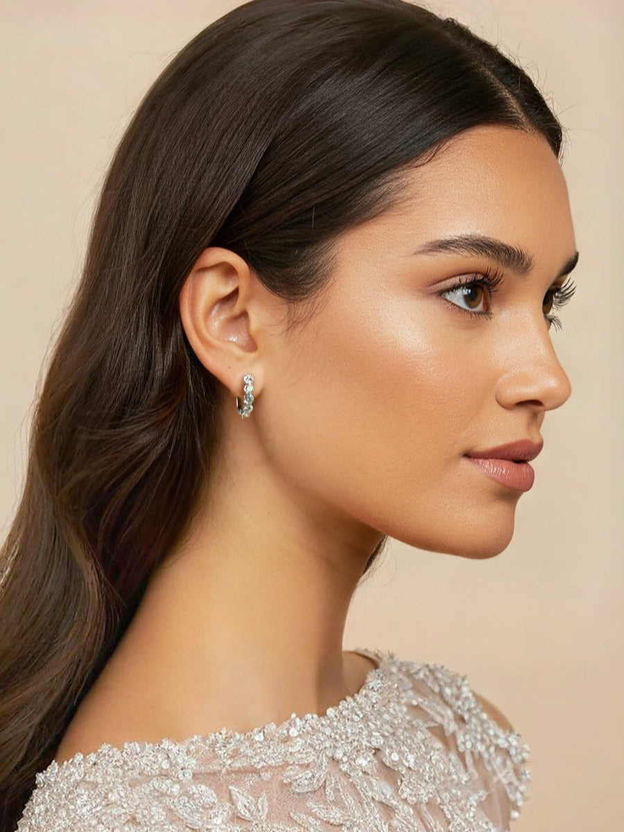 925 Sterling Silver 3 Ct. Moissanite Hoop Earrings