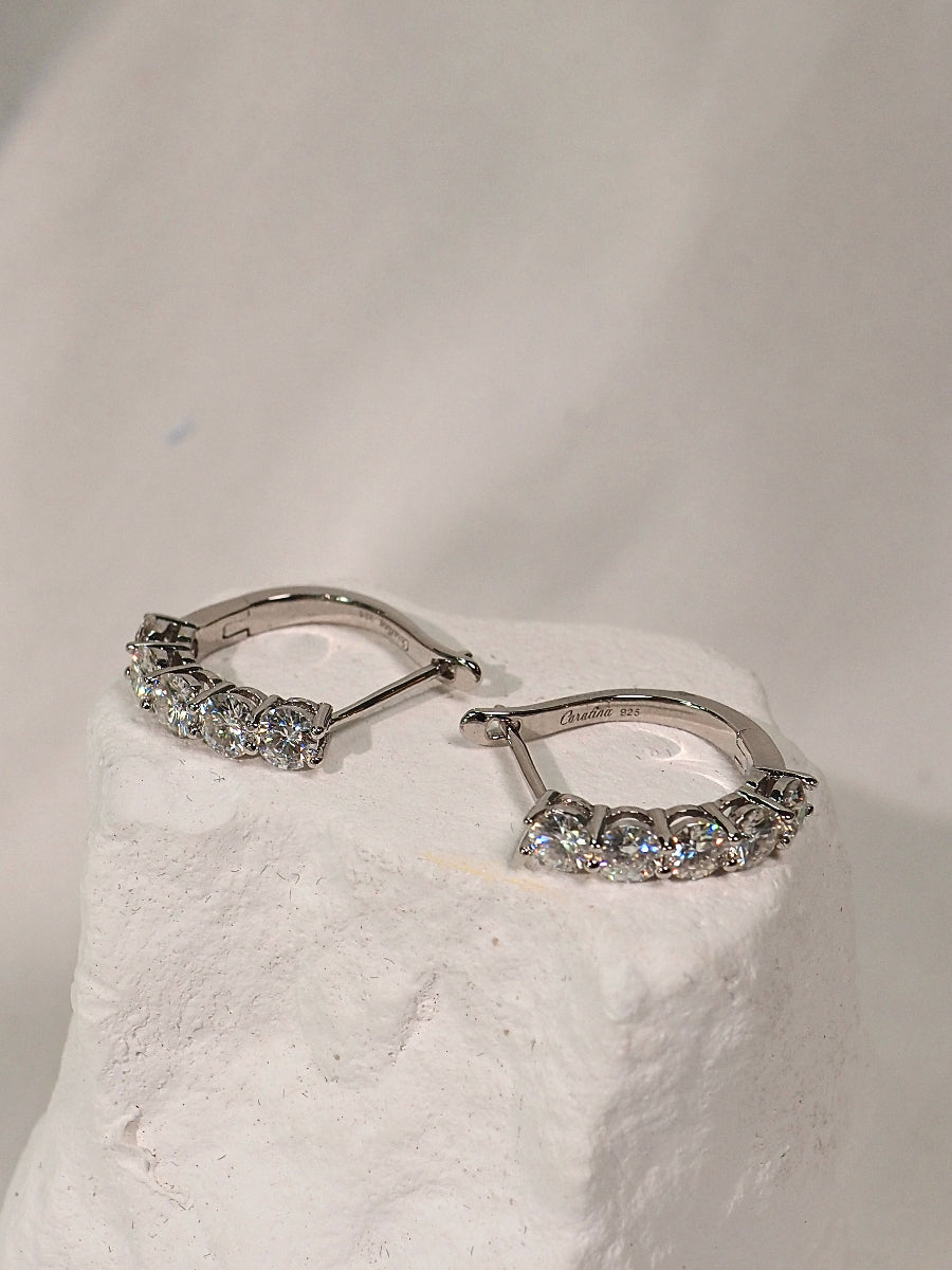 925 Sterling Silver 3 Ct. Moissanite Hoop Earrings
