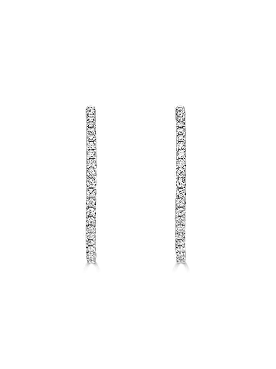 925 Silver Round Shape 1.6mm Moissanite Hoop Earrings
