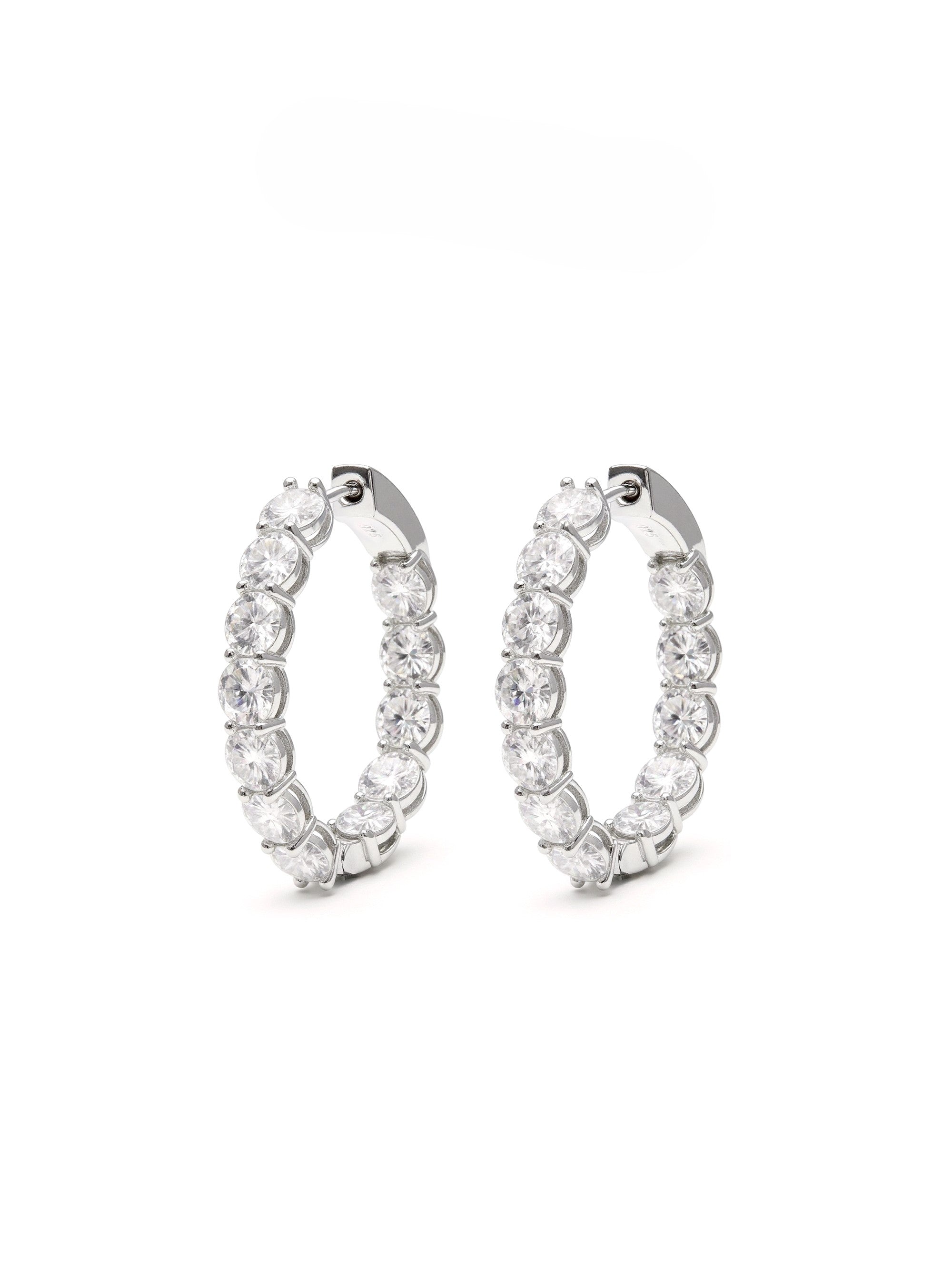 925 Silver Round Shape 5mm Moissanite Hoop Earrings