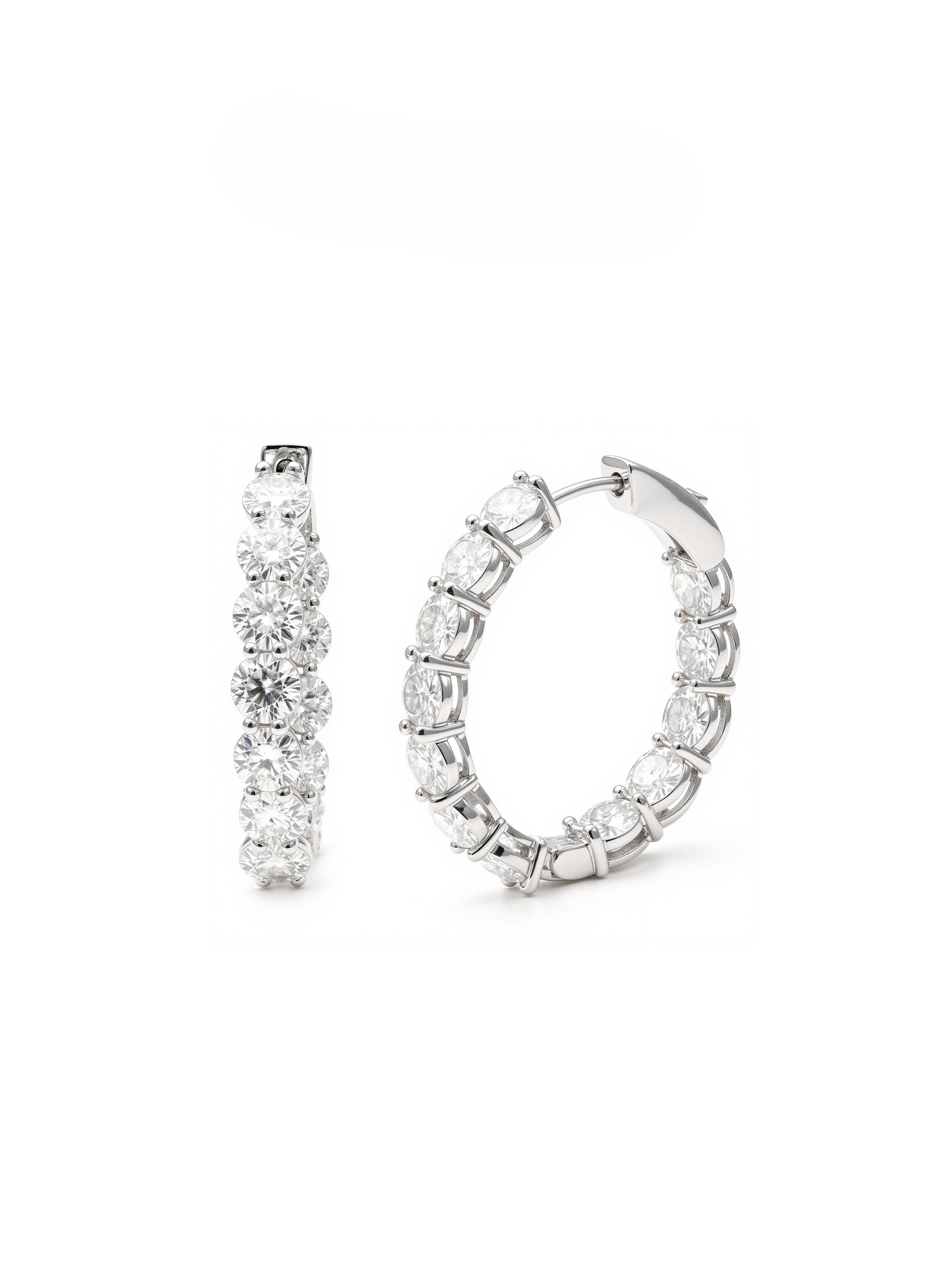 925 Silver Round Shape 5mm Moissanite Hoop Earrings