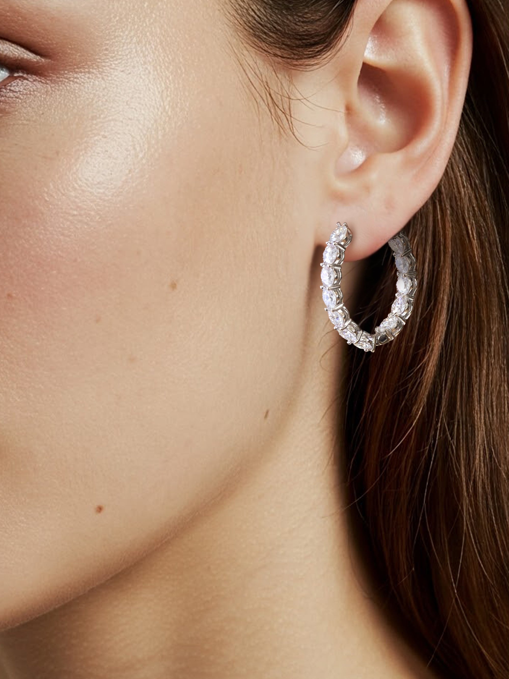 925 Silver Round Shape 5mm Moissanite Hoop Earrings