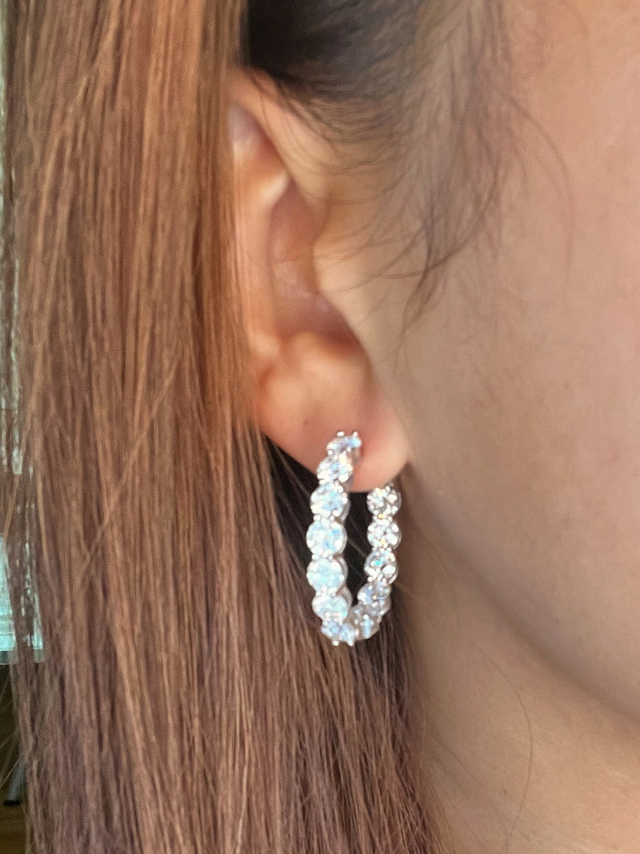 925 Silver Round Shape 5mm Moissanite Hoop Earrings