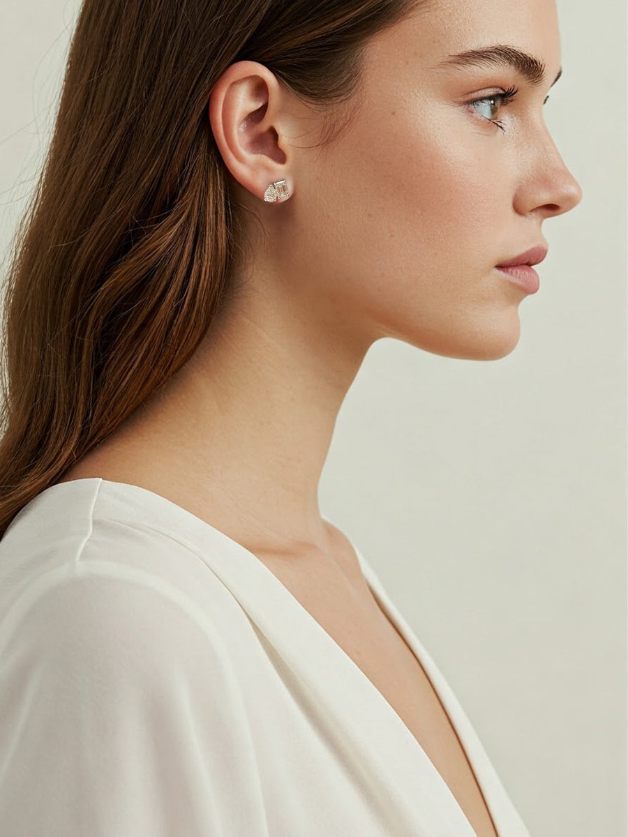 925 Sterling Silver Moissanite Toi et Moi Studs Earrings