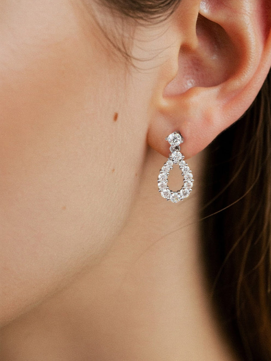 925 Sterling Silver 2.36CTW Moissanite Tear Drop Earrings