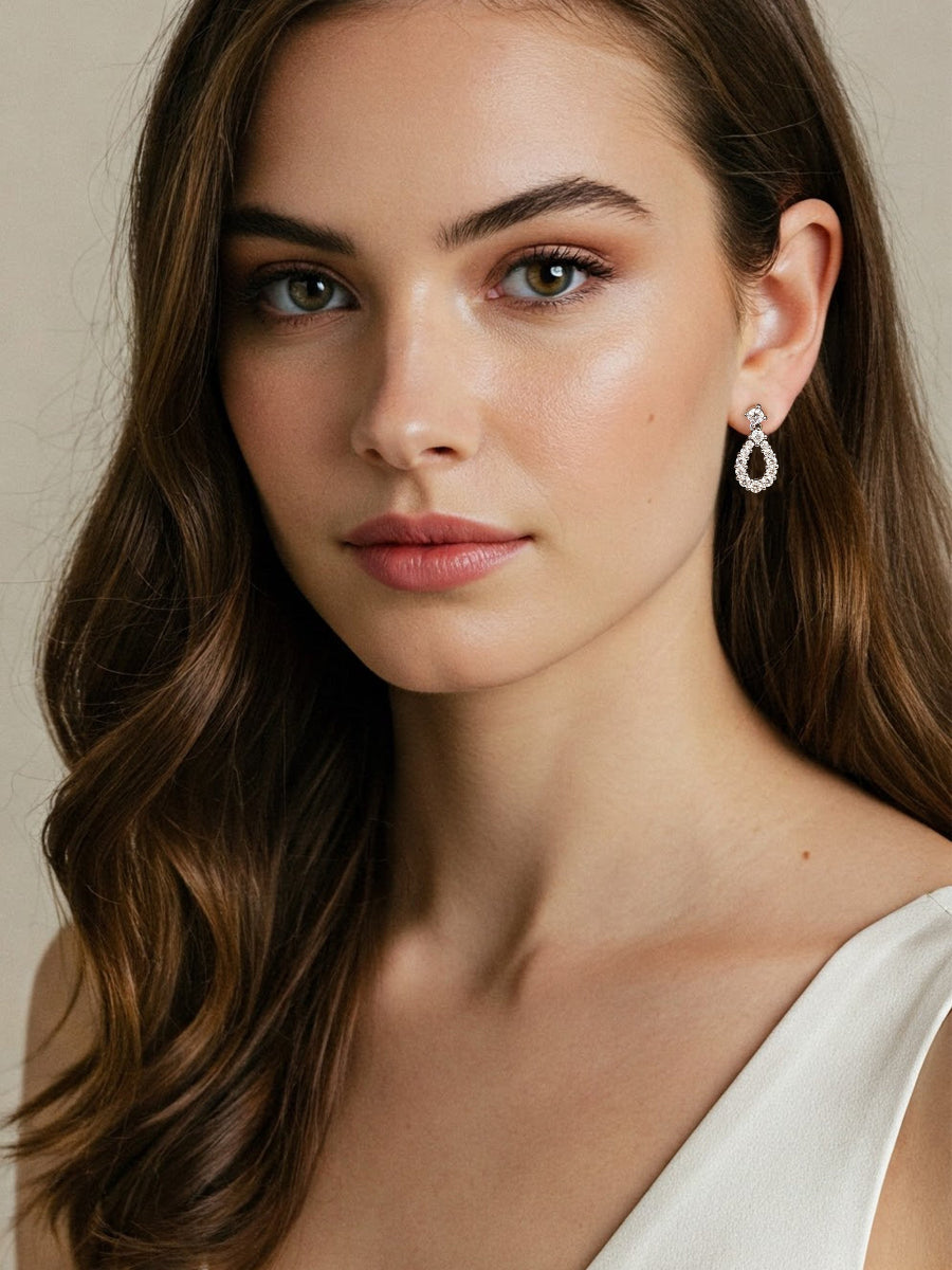 925 Sterling Silver 2.36CTW Moissanite Tear Drop Earrings