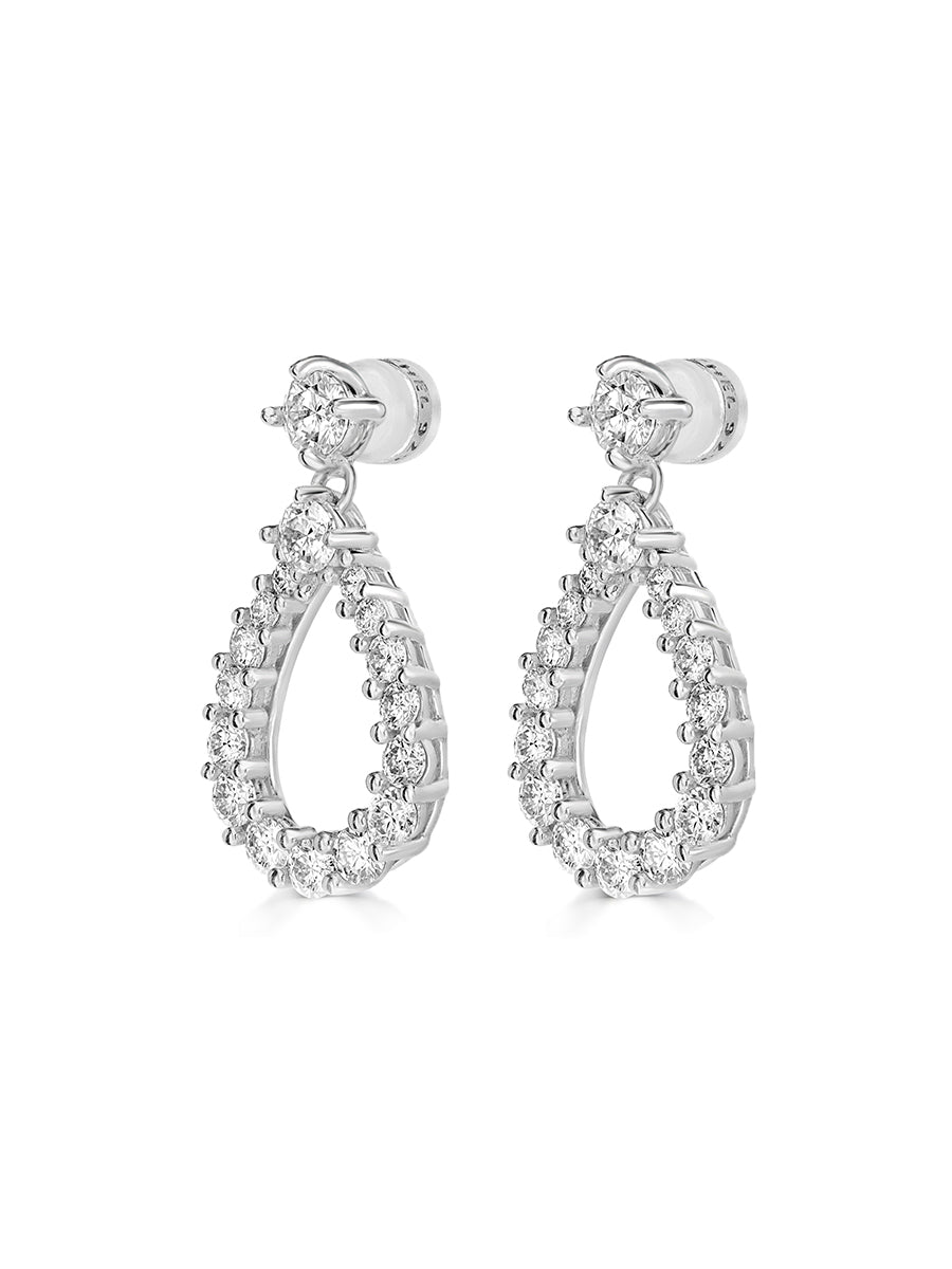 925 Sterling Silver 2.36CTW Moissanite Tear Drop Earrings