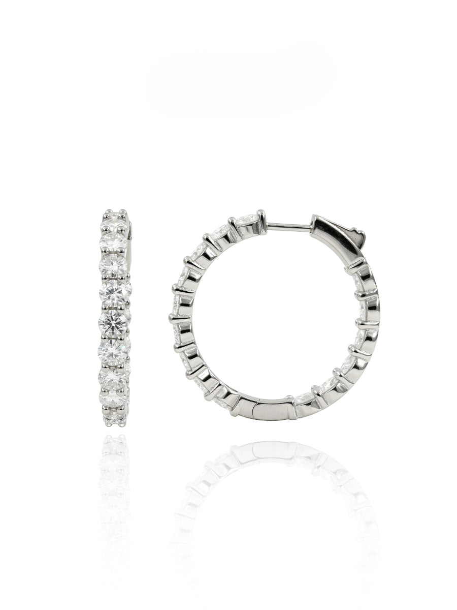 925 Silver Moissanite Inside Outside 35mm Hoop Earrings