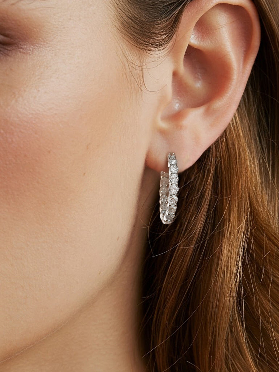 925 Silver Moissanite Inside Outside 35mm Hoop Earrings