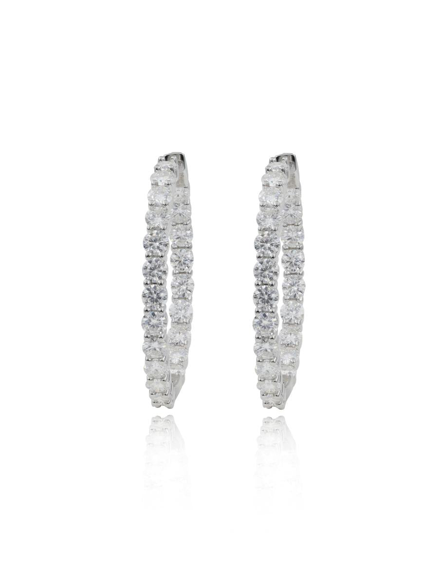 925 Silver Moissanite Inside Outside 40mm Hoop Earrings