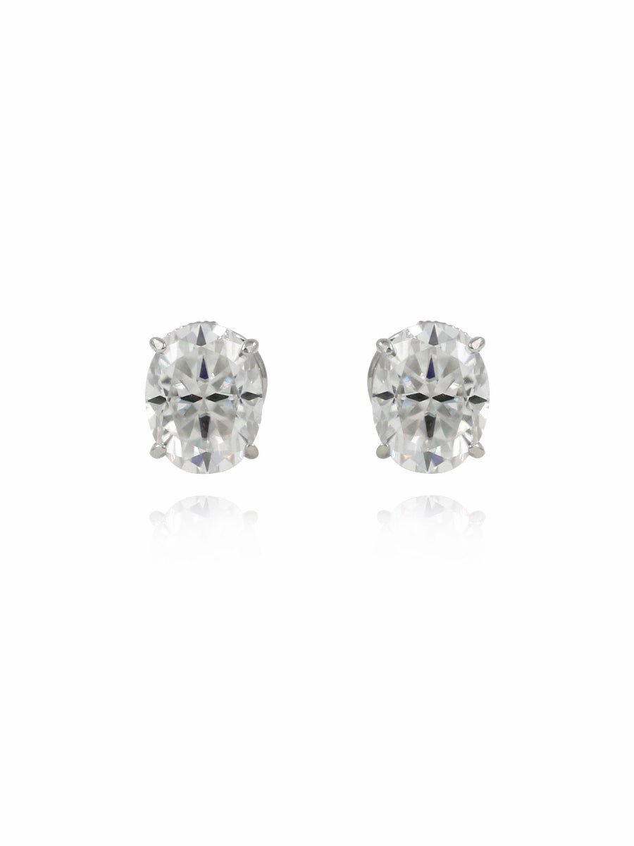 925 Silver 4 CTW Moissanite Oval Studs Earrings