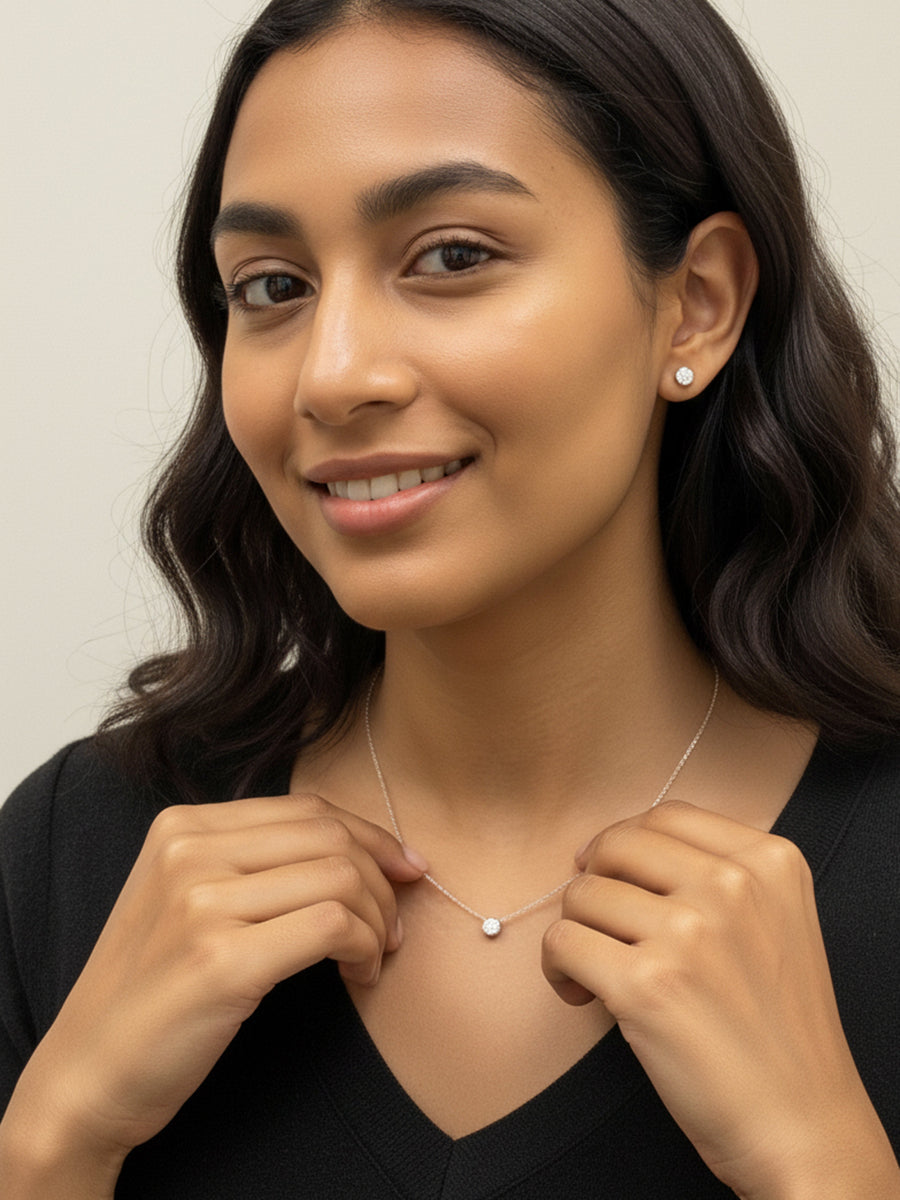 925 Sterling Silver 5mm/6.5mm/8mm Moissanite Bezel Solitaire Necklace