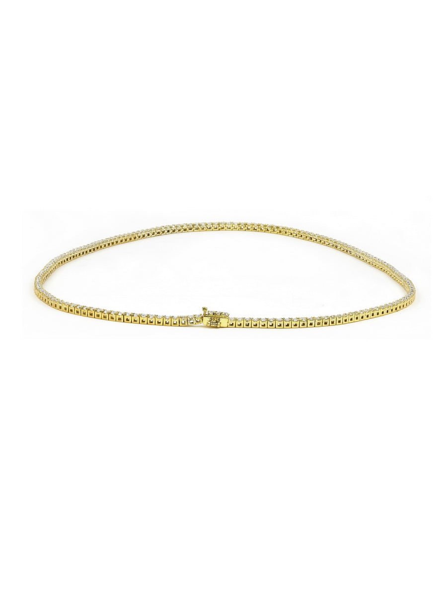 925 Sterling Silver 2mm Moissanite Tennis Necklace