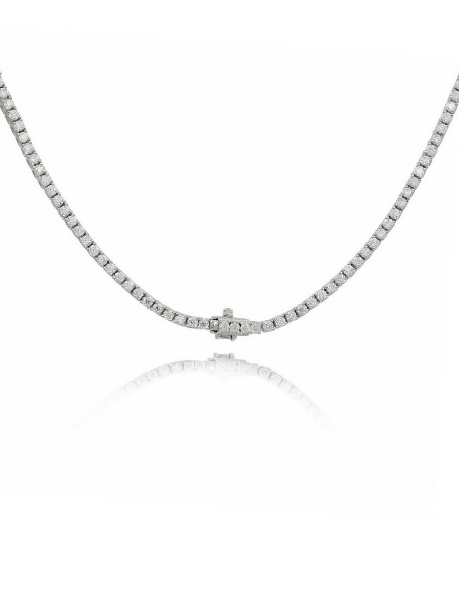 925 Sterling Silver 2mm Moissanite Tennis Necklace