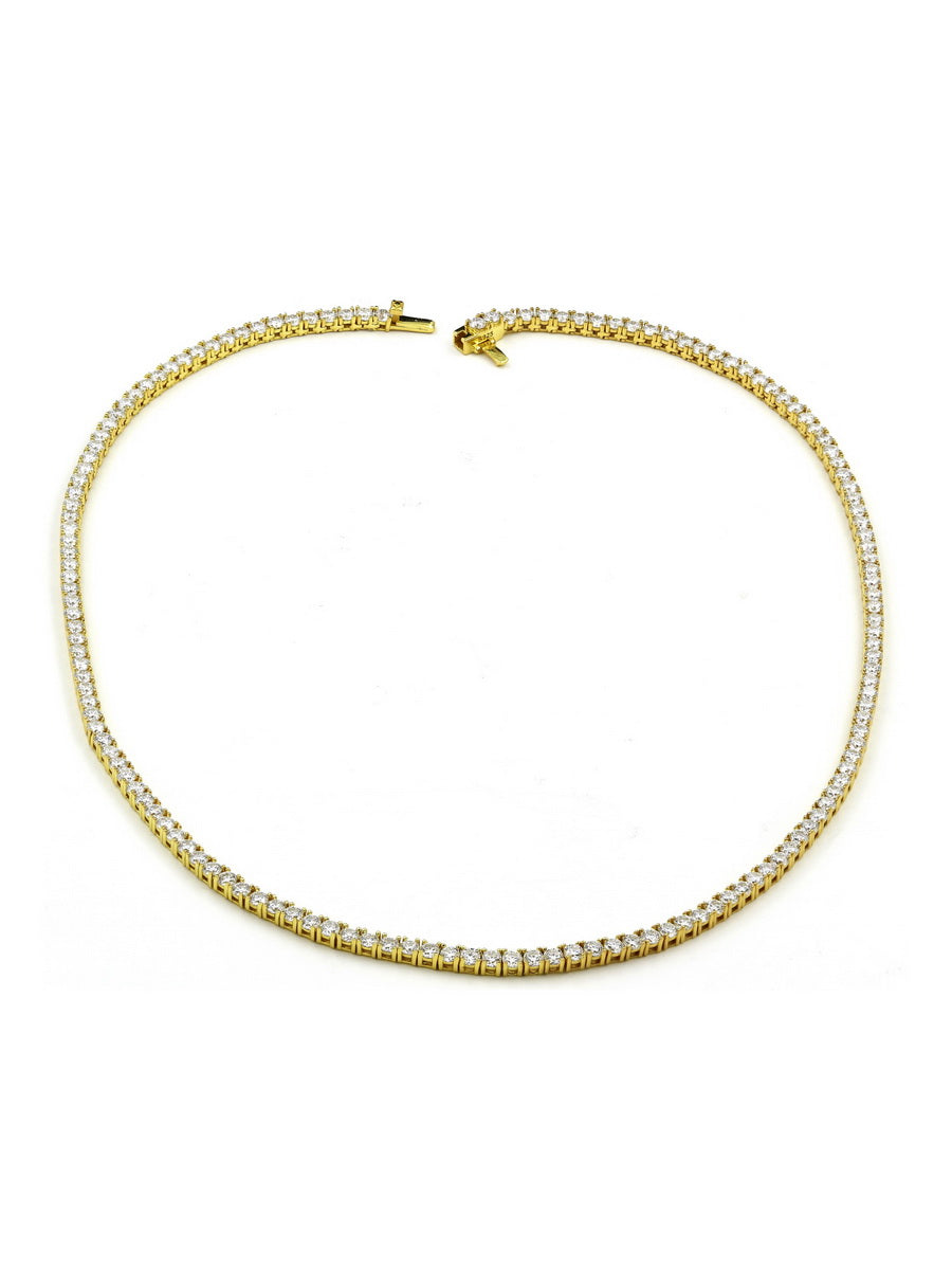 925 Sterling Silver 3mm Moissanite Tennis Necklace
