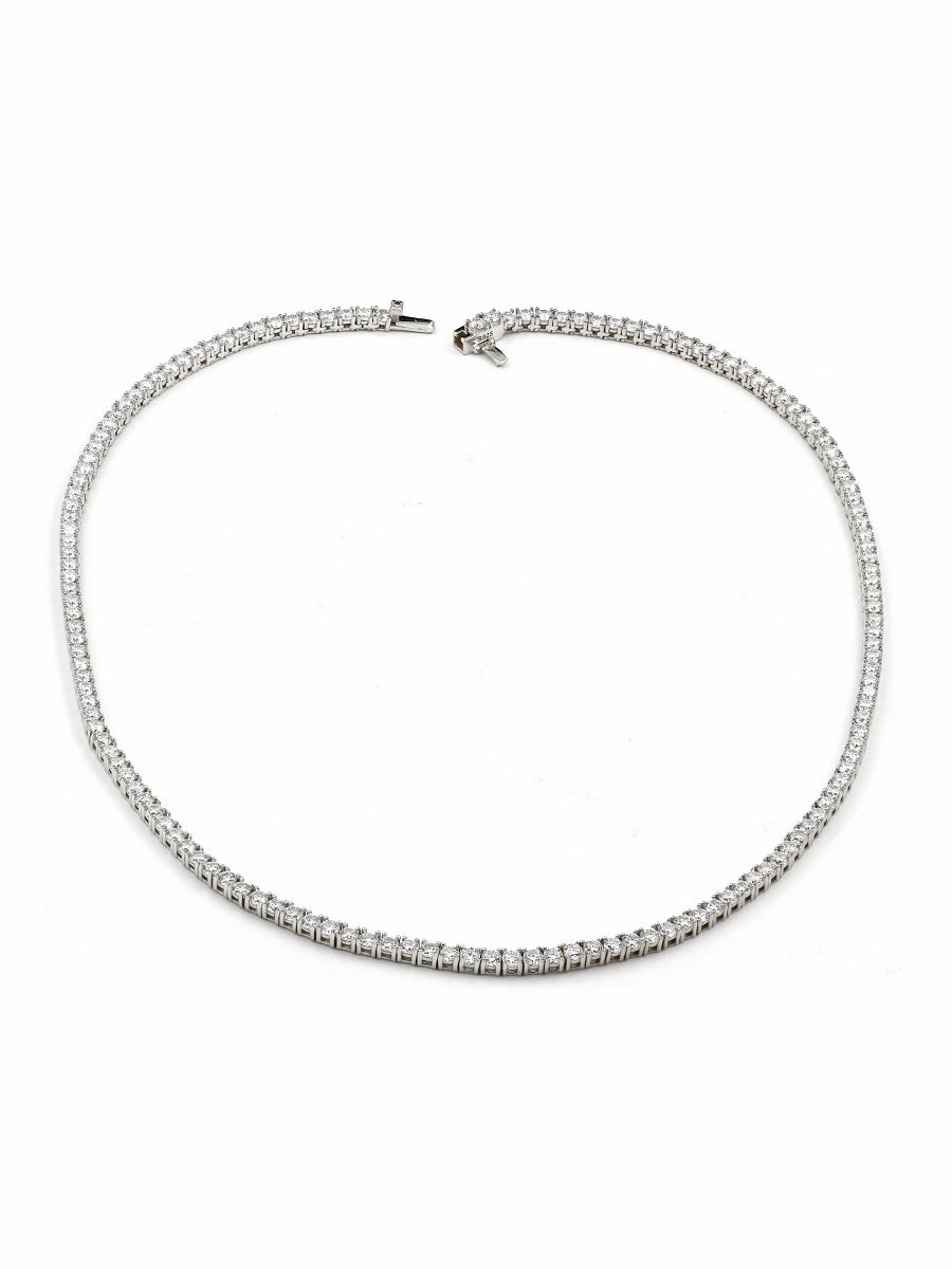 925 Sterling Silver 3mm Moissanite Tennis Necklace