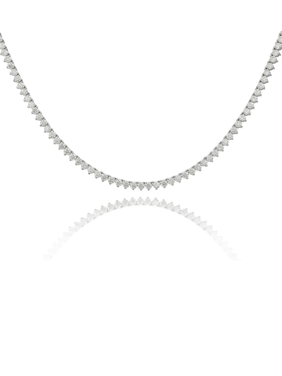 925 Silver 3mm 3 Prong Setting Moissanite Tennis Necklace
