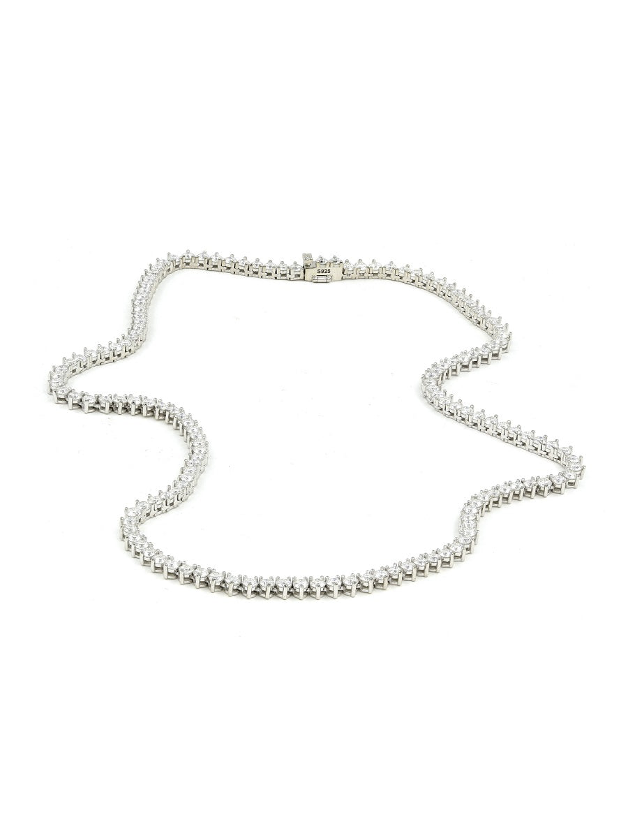 925 Silver 3mm 3 Prong Setting Moissanite Tennis Necklace