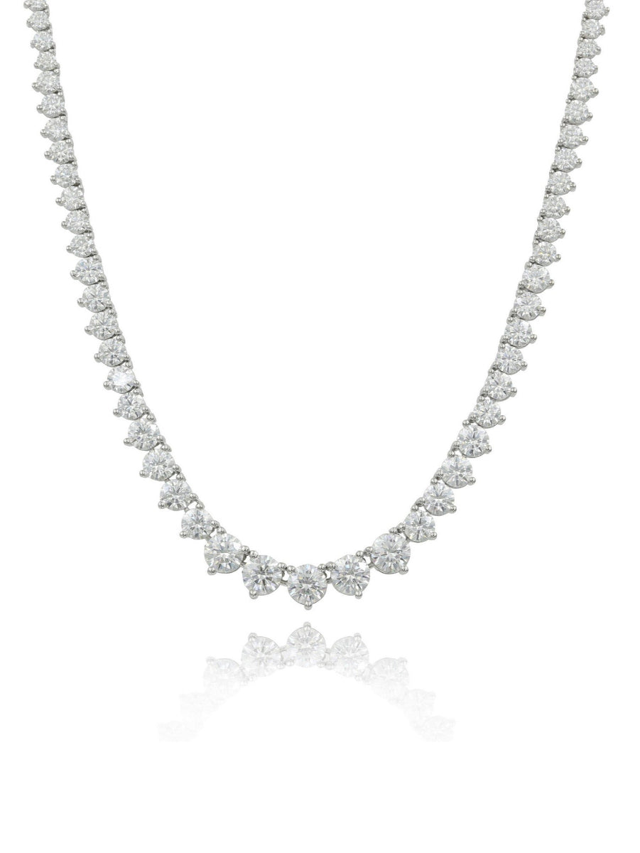 925 Silver 2-5mm Moissanite Graduated Tennis Necklace