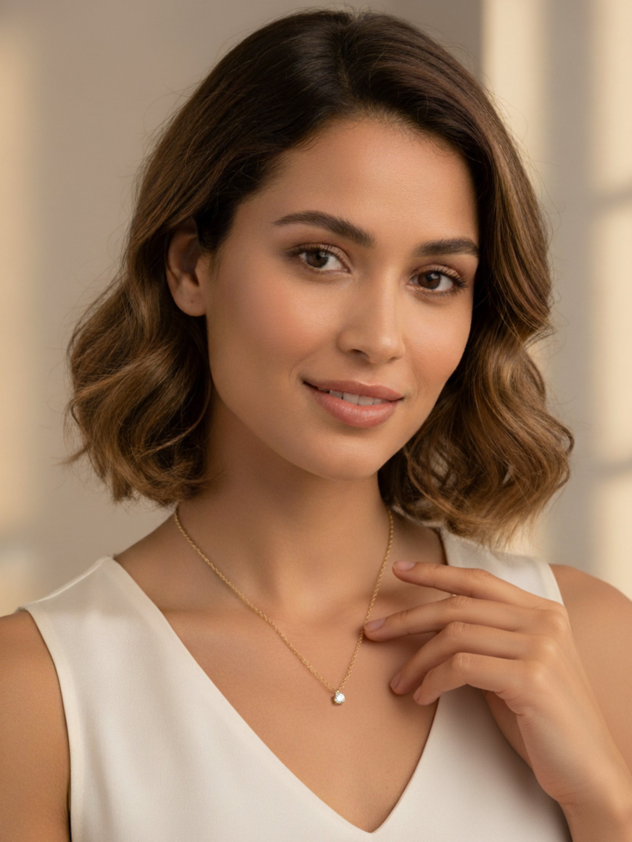 Vermeil Gold Plated Moissanite Solitaire Necklace（Gift）
