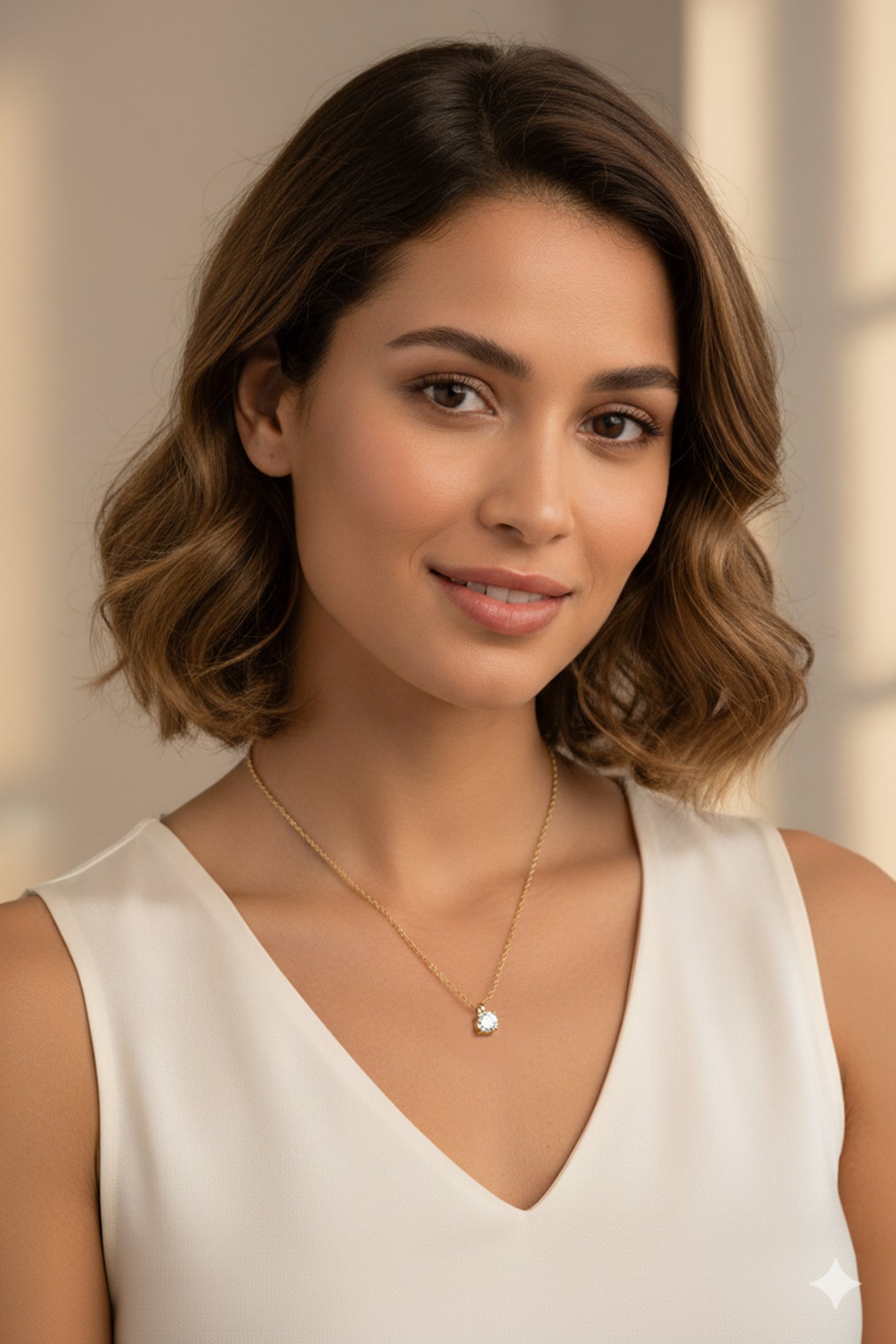 Vermeil Gold Plated Moissanite Solitaire Pendant Necklace