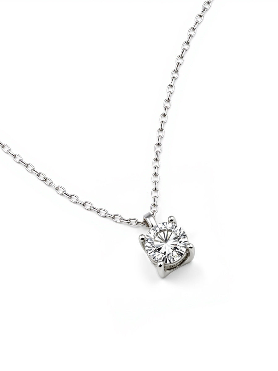 925 Silver Moissanite Solitaire Pendant Necklace