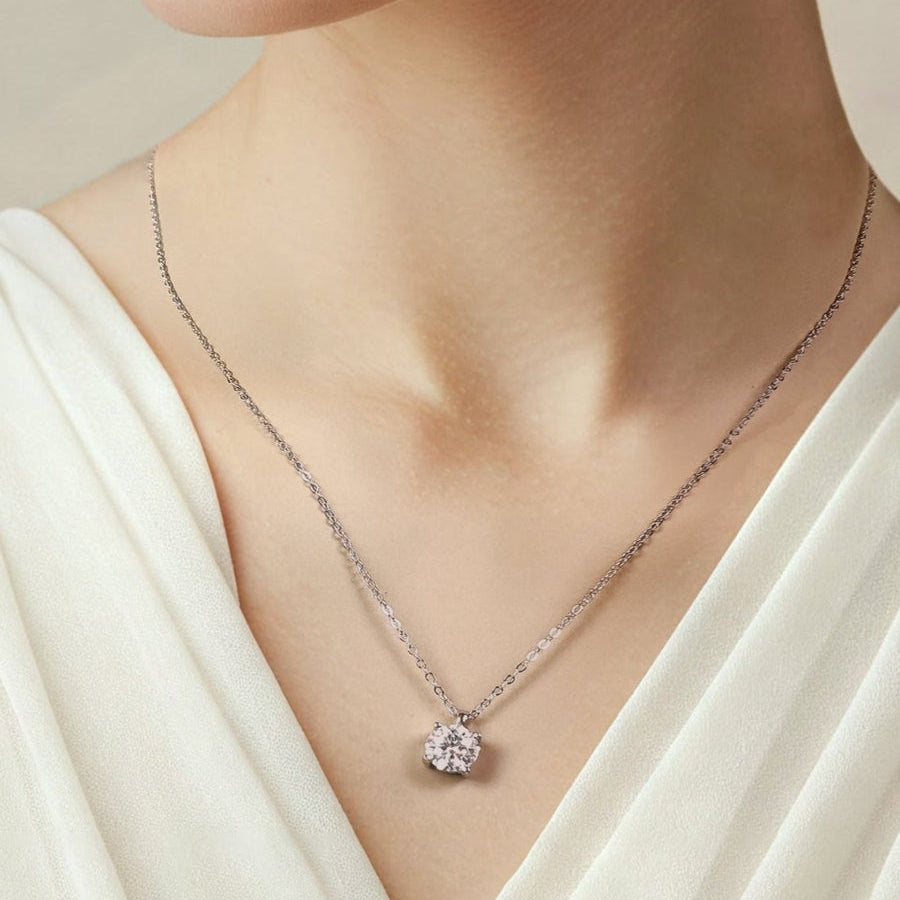 925 Silver Moissanite Solitaire Pendant Necklace