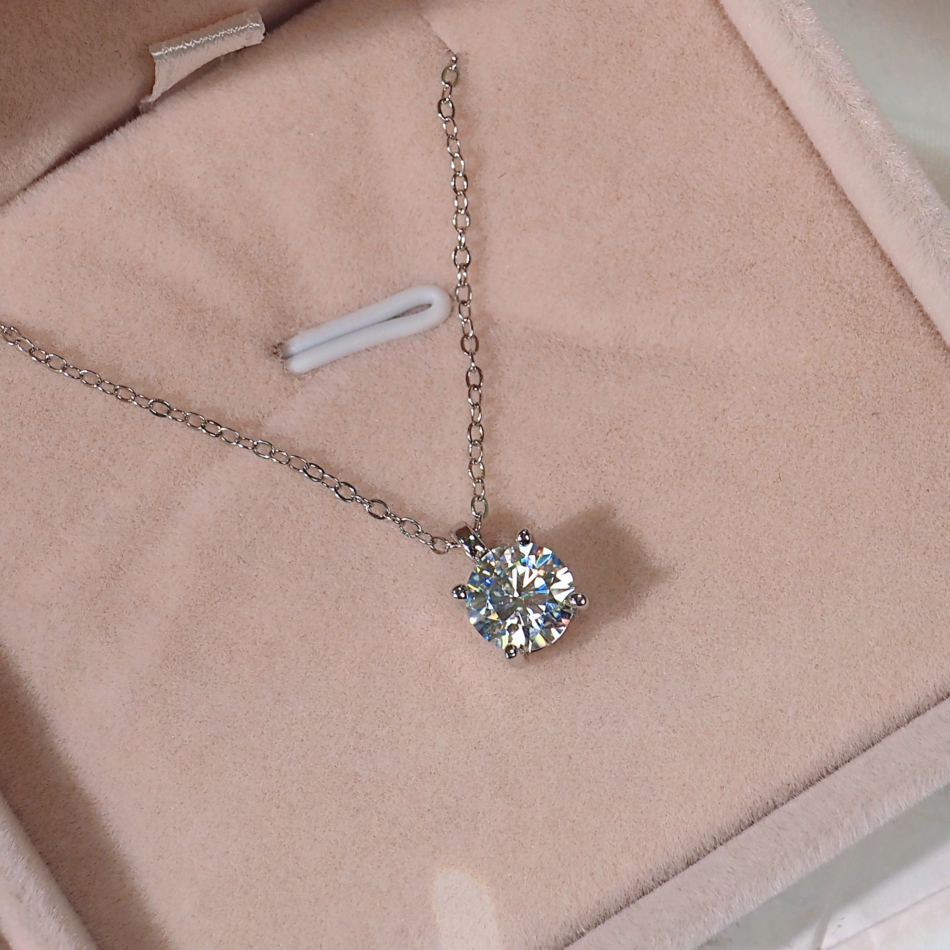 925 Silver Moissanite Solitaire Pendant Necklace
