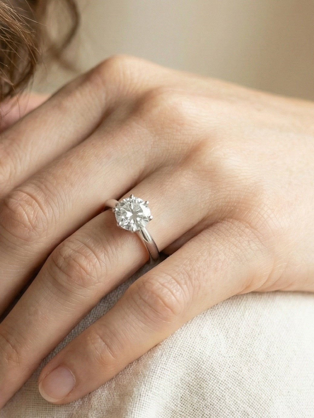 925 Silver Round Cut Moissanite Solitaire Ring