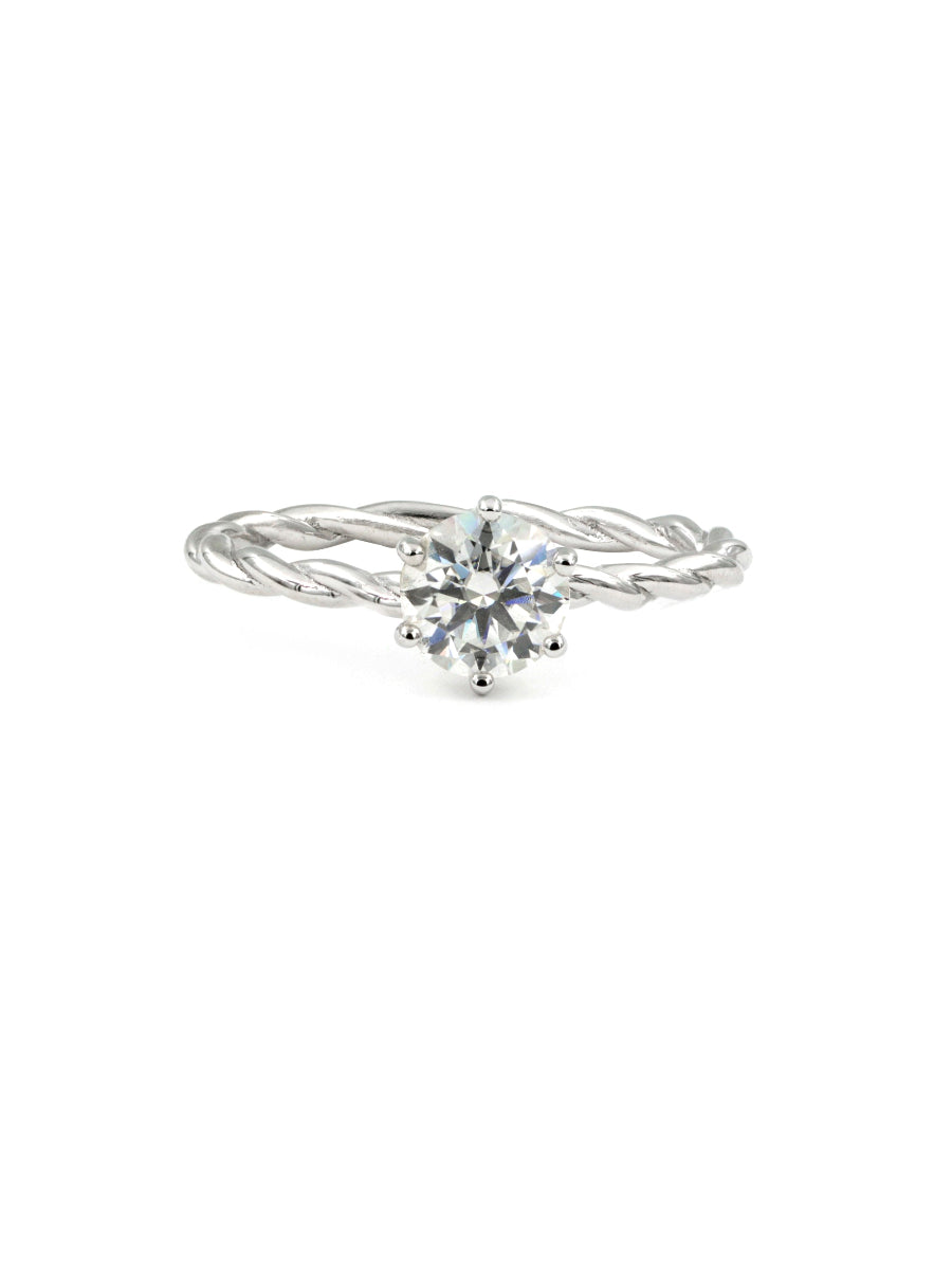925 Silver Moissanite Twist Band Ring