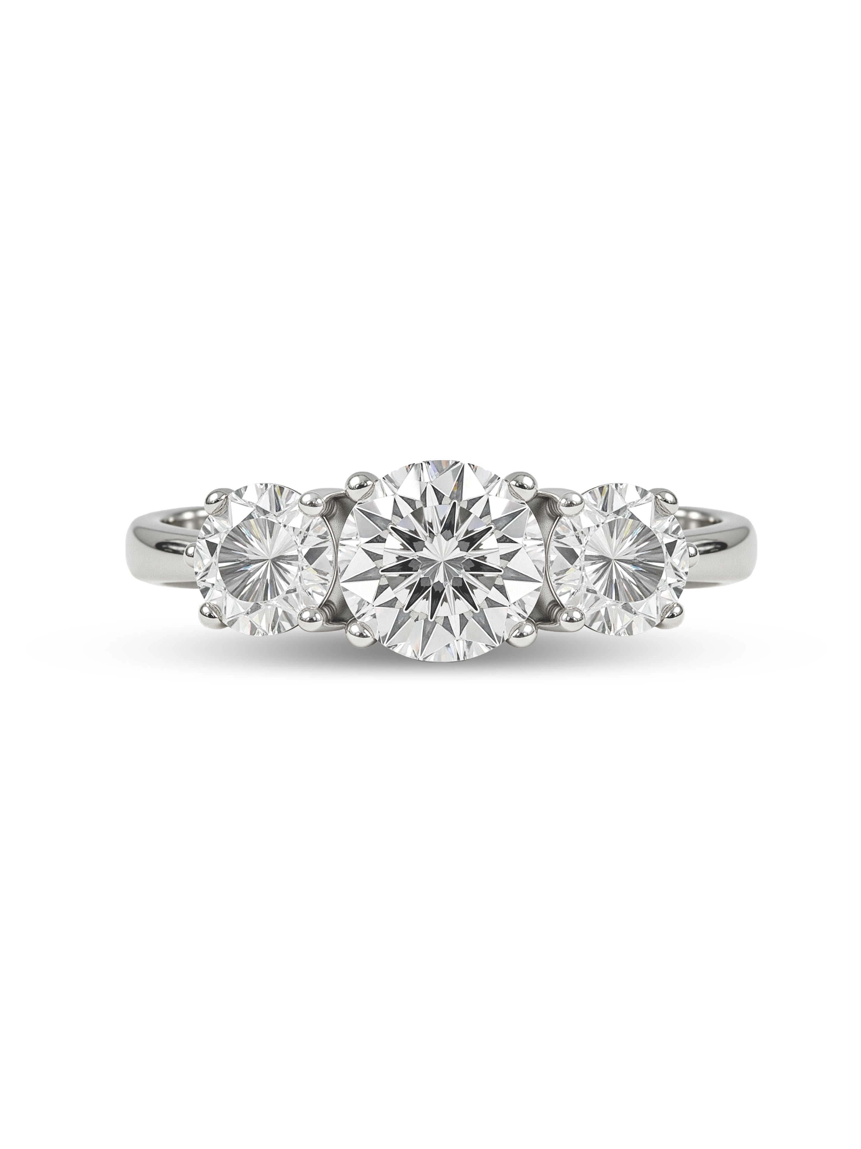 Round Cut 2Ctw. Three Stone Moissanite Ring